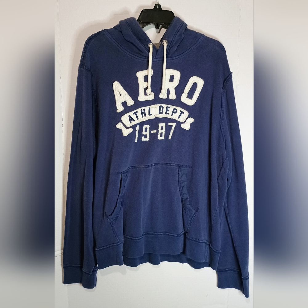 Vintage Y2K Aeropostale Navy Blue Women's Hoodie Size XL